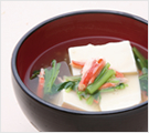 壬生菜と蟹のあんかけ豆腐